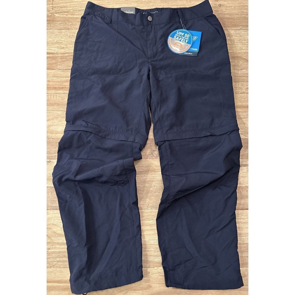 Columbia PFG Palm Peak II Convertible Pants Women 14 SHORT BLUE Omni Shade NEW